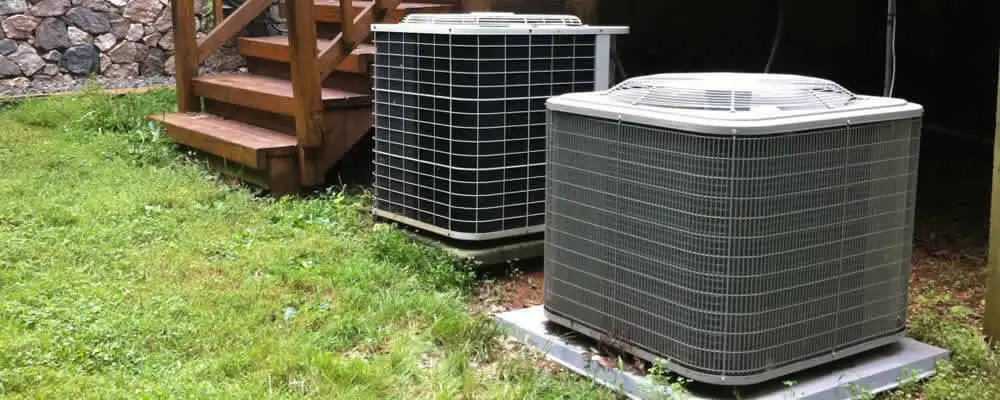 Heat pump installation and service units outside a home in Charlotte, NC